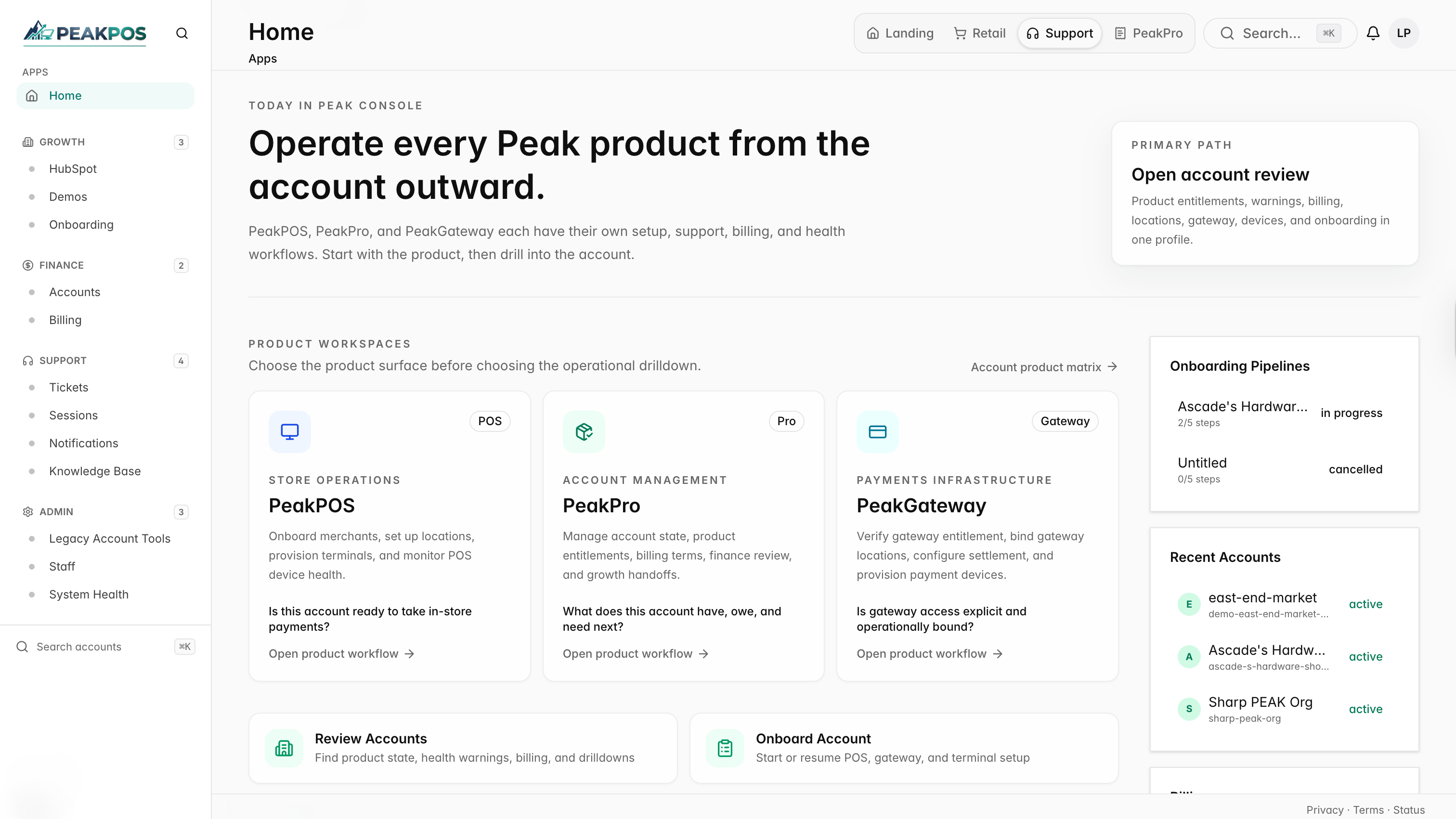 Merchant portal before the redesign